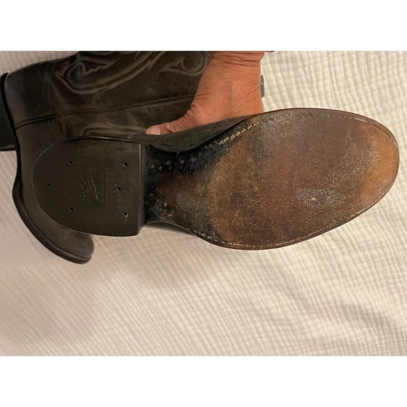 Vintage Tony Lama 8954 Kangaroo Cowboy Boots Men's 8D Brush-Off Gray Black Rare - Picture 10 of 12